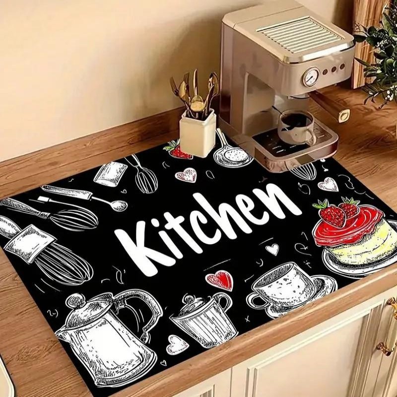 Bar Mat Rubber - Mutfak Süper Emici Mat Kahve Tabağı