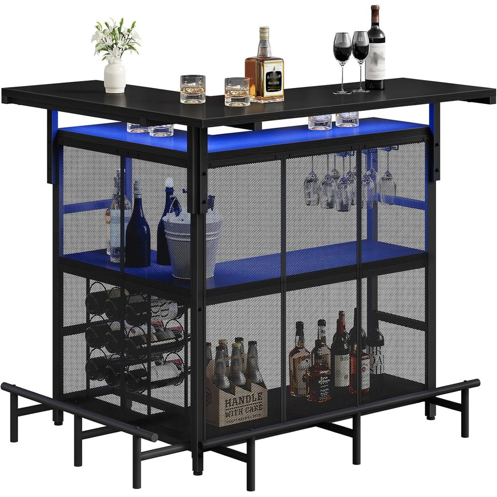 Home Bar Shelves - Ev Bar Ünitesi, L Şekilli Bardak