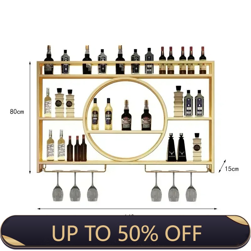 Home Bar Shelves - Endüstriyel Duvara Monte Bar Şarap Rafı,