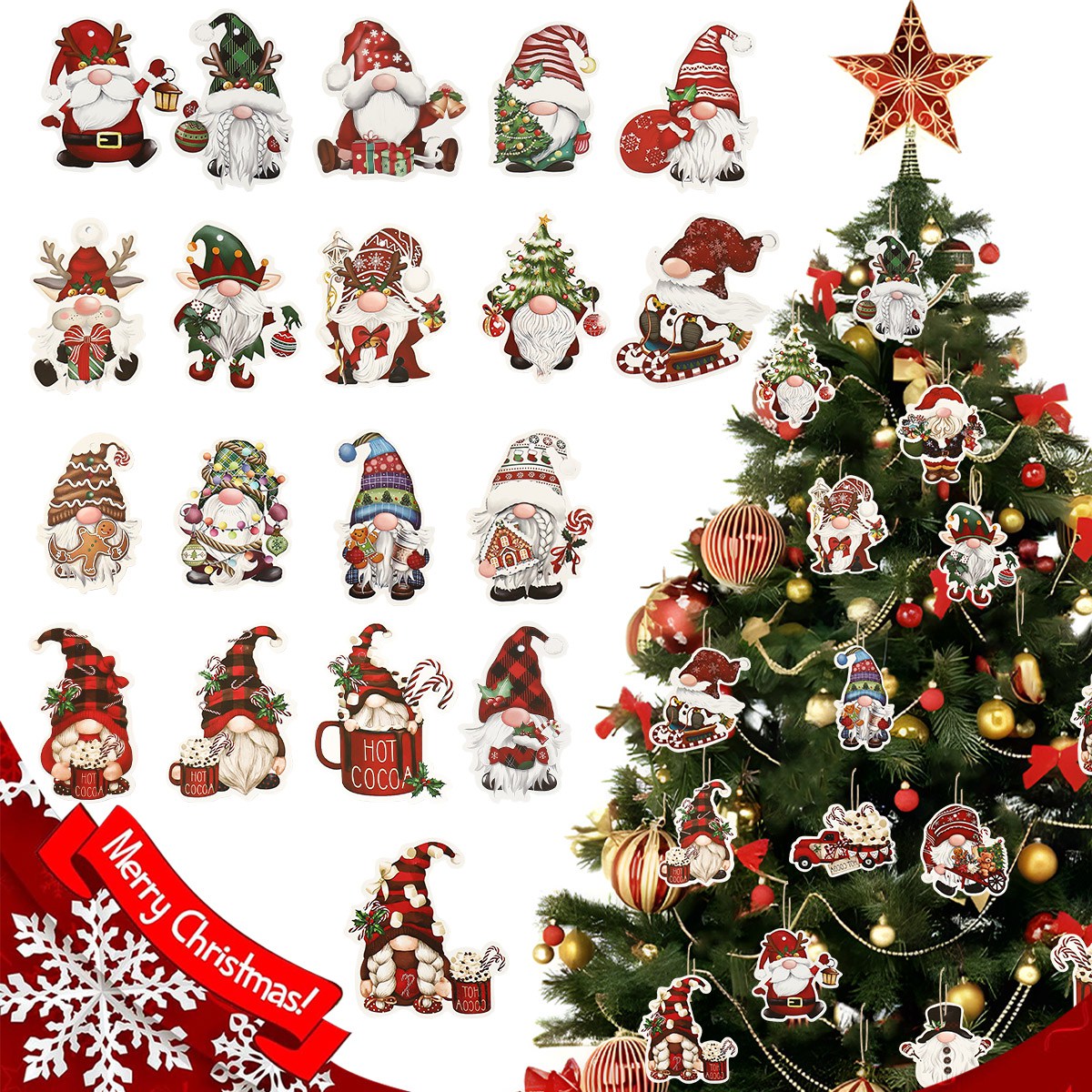 Home Bargains - 12 adet noel Santa Gnomes kağıt