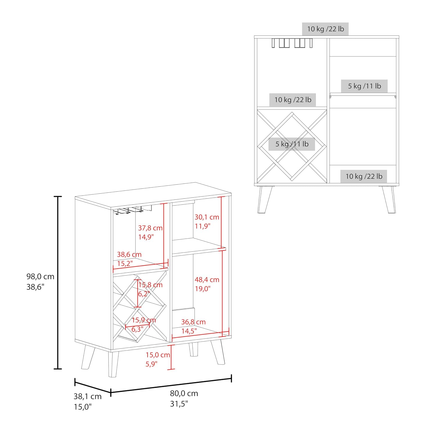 Meşe Mavisi Bar Dolabı 4 Raflı - Home Bar Shelves incelemesi ve fiyatı